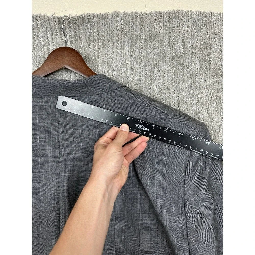 Lauren Ralph Lauren Blazer Mens Size 52R Gray Windowpane Plaid Suit Jacket Wool